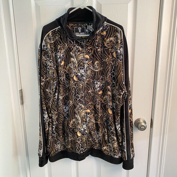 Rebel Minds Track Jacket Mens Size 3XL Velvet Velour Coat Tiger Print Hip Hop - Picture 3 of 11